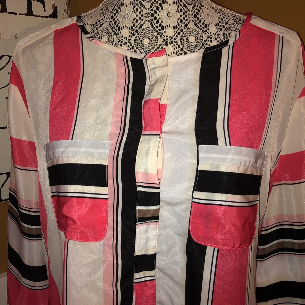New York & Company stripped blouse shirt